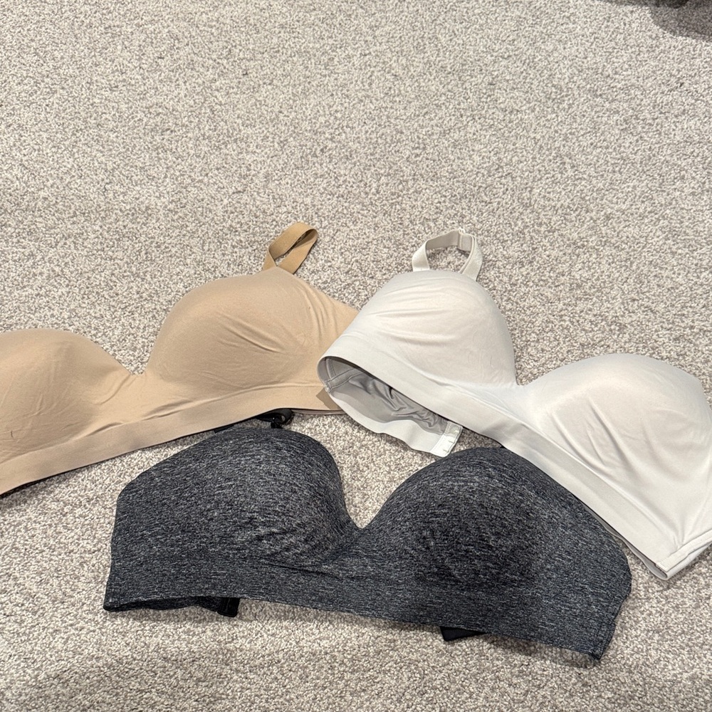 Soma Seamless Bra Trio - Black, White, Tan